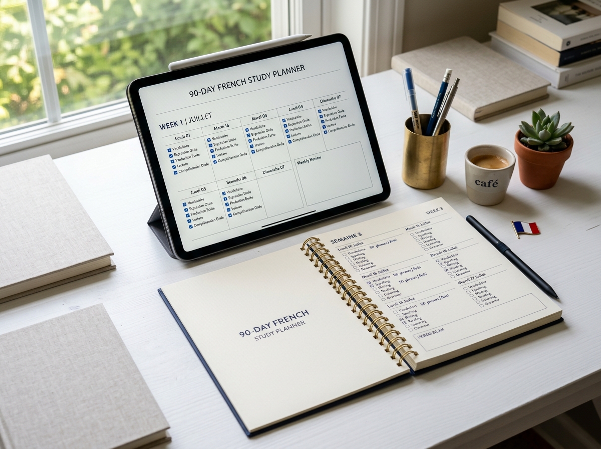 90-Day French Study Planner Preview